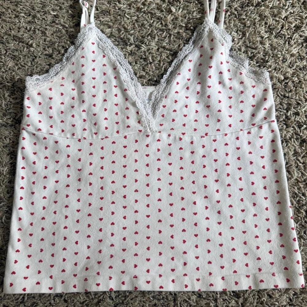 Brandy-melville Women's White and Pink Vest